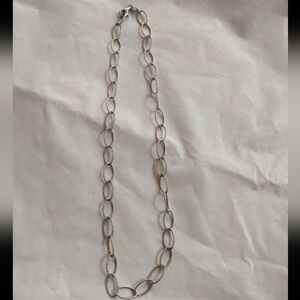 MILOR 925 Italian Silver Elongated Oval Link Choker Necklace 18"